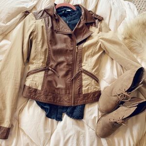 Faux Two-Toned Leather Jacket